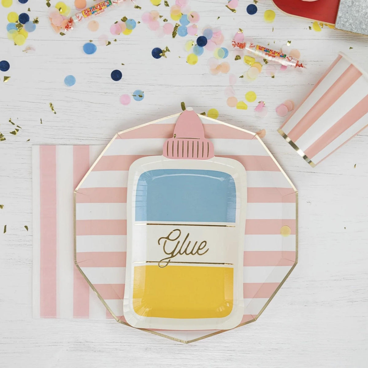 Pale Pink Striped Plates - Stesha Party