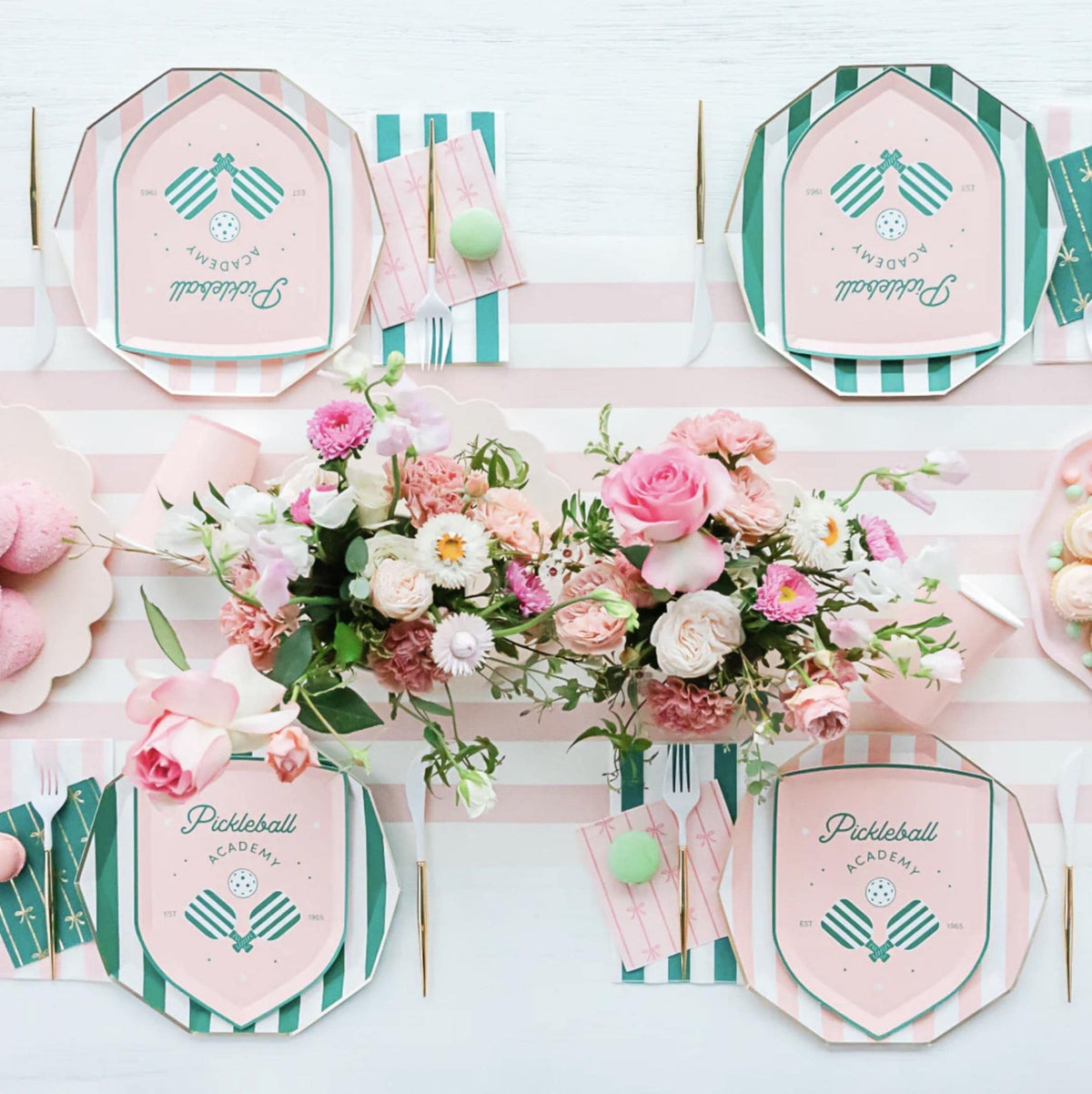 Pale Pink Striped Plates - Stesha Party