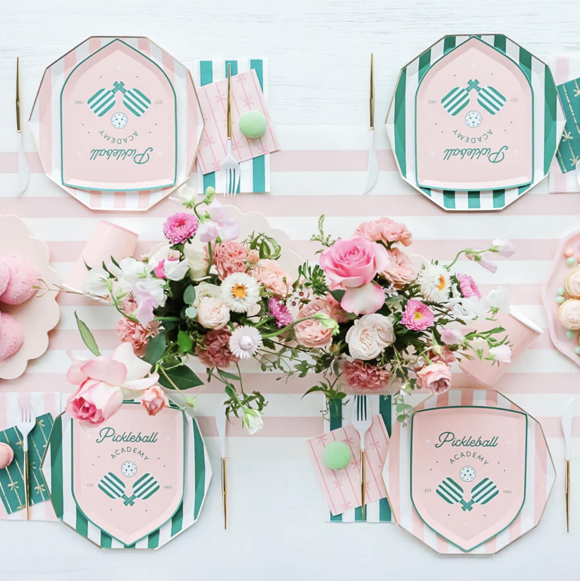 Pale Pink Striped Plates - Stesha Party