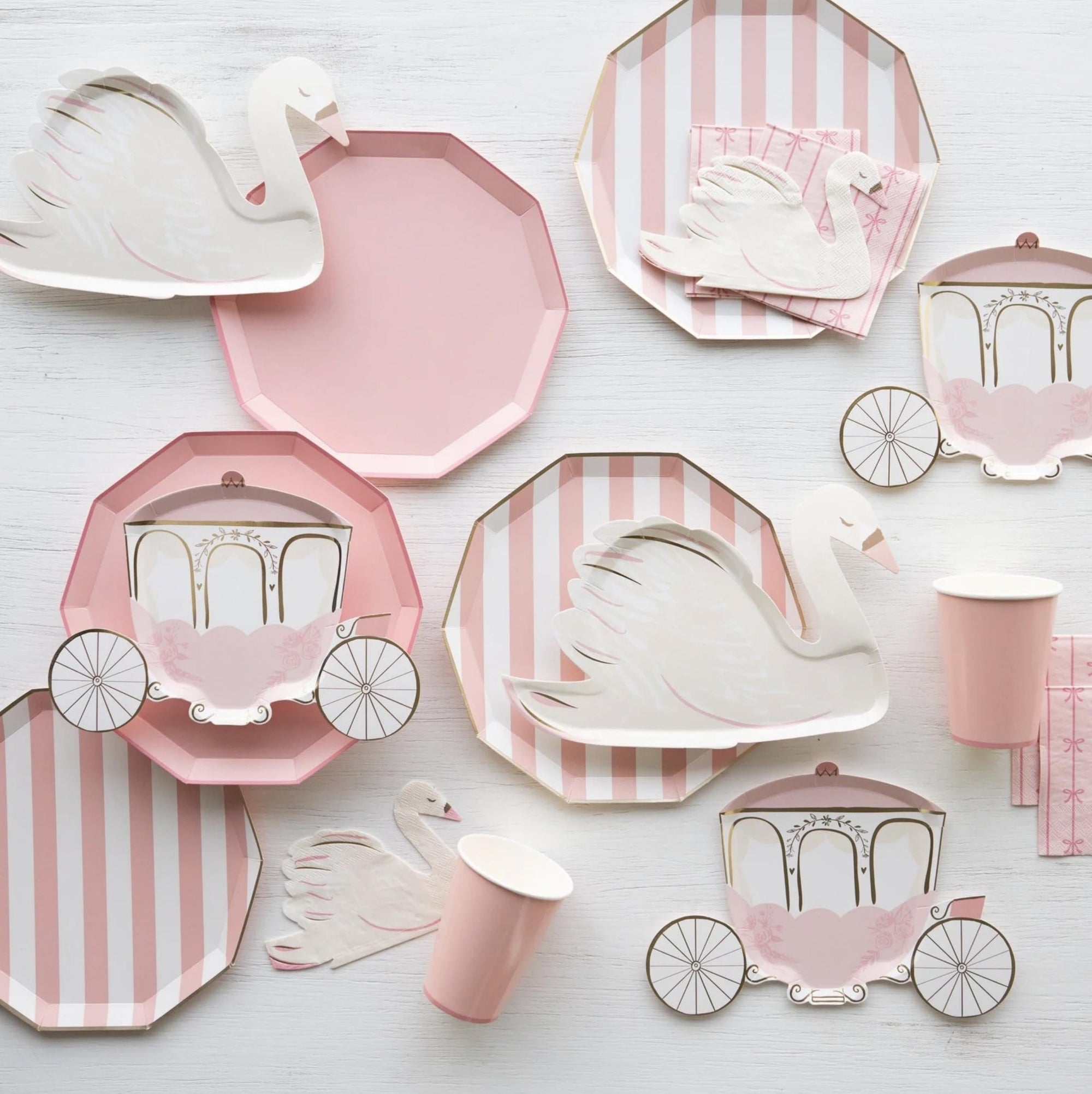 Pale Pink Striped Plates - Stesha Party