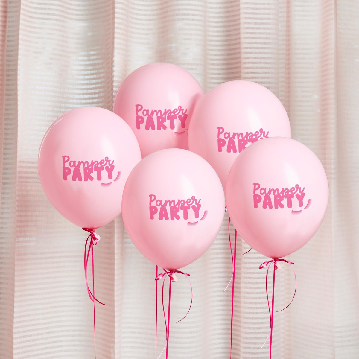 Pamper Party Balloons – 5 Pink 12" Latex Balloons - Stesha Party