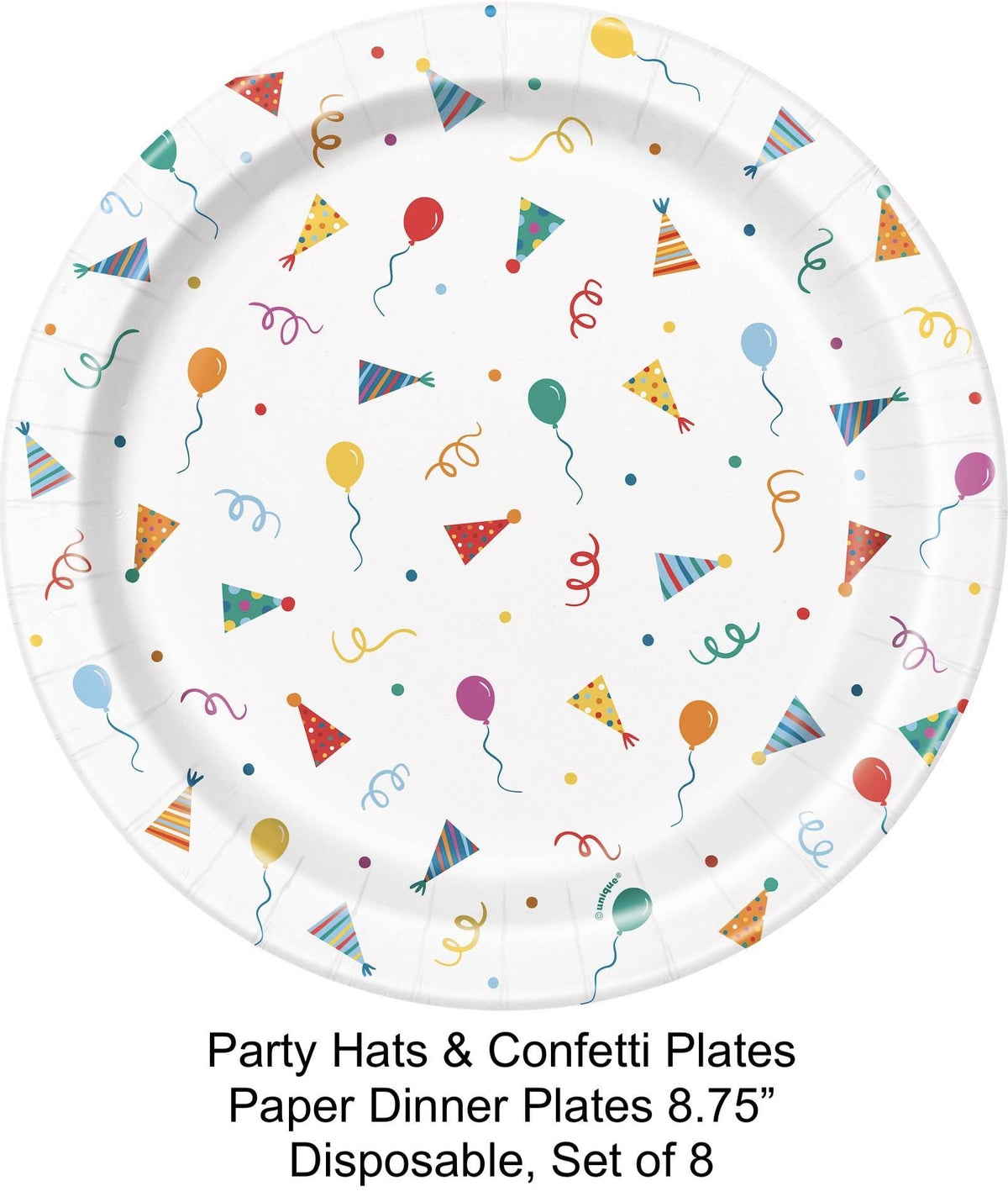 Party Hat & Balloon Dinner Plates 8ct - Stesha Party