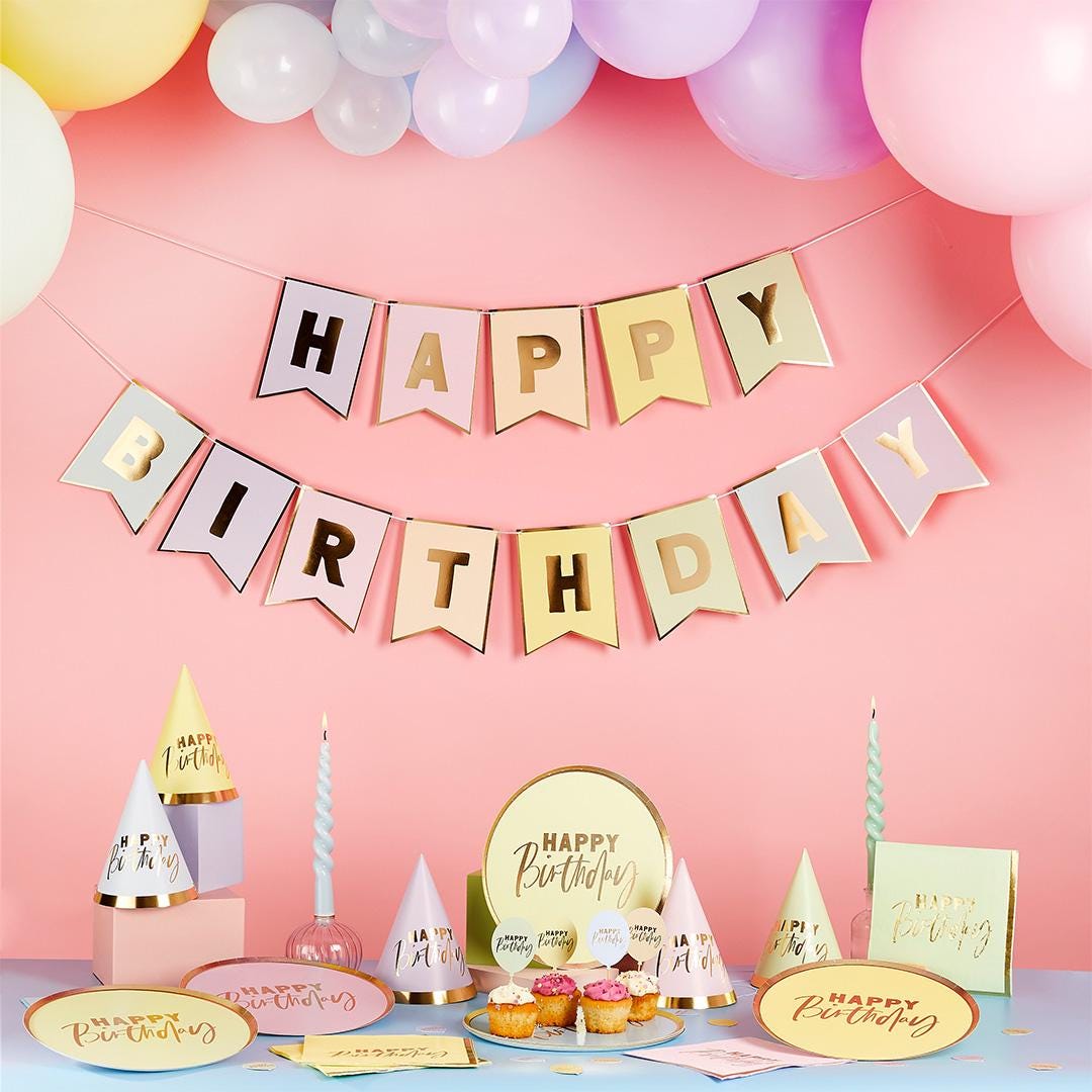 Pastel Birthday Banner - Stesha Party