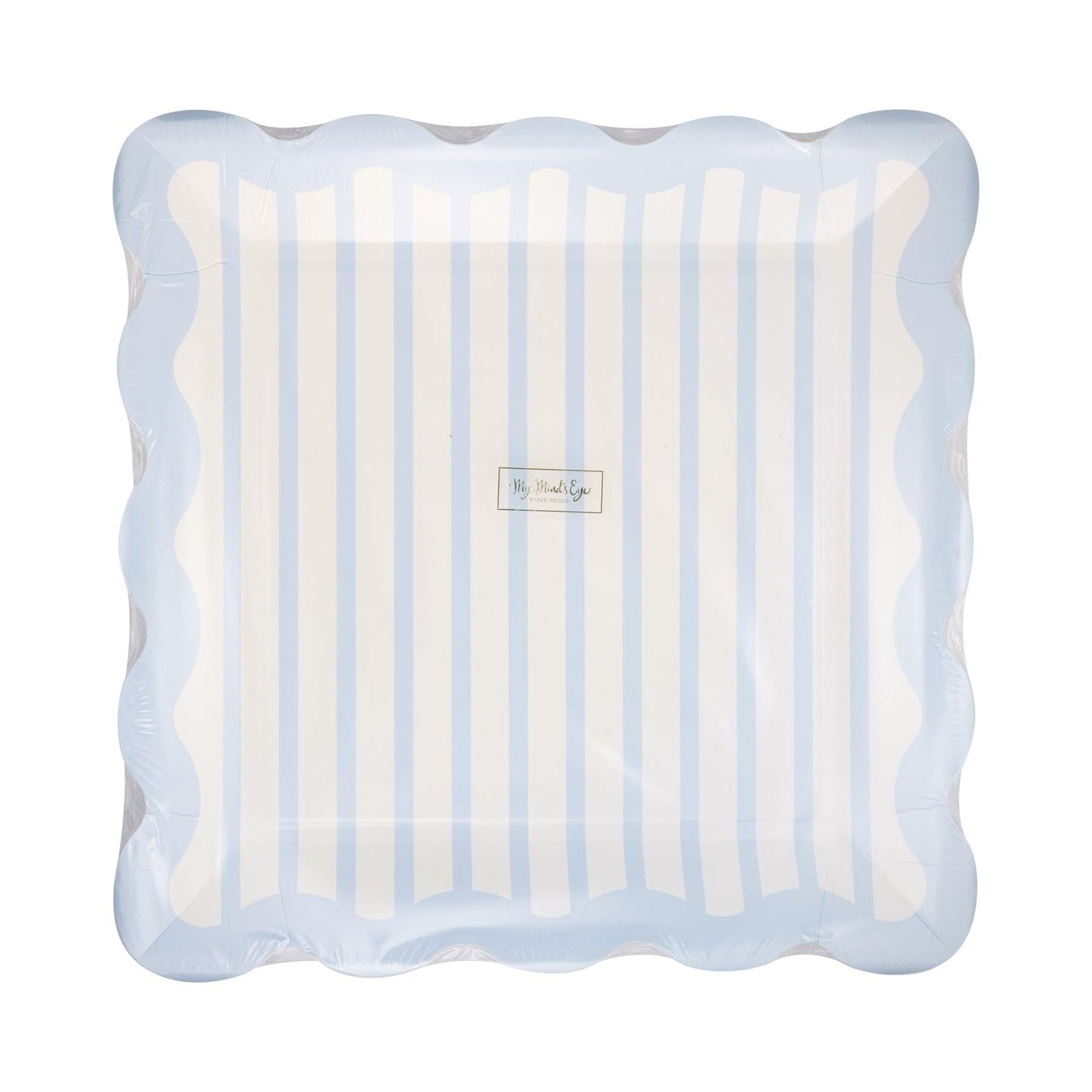 Pastel Blue Striped Plates 8ct - Stesha Party