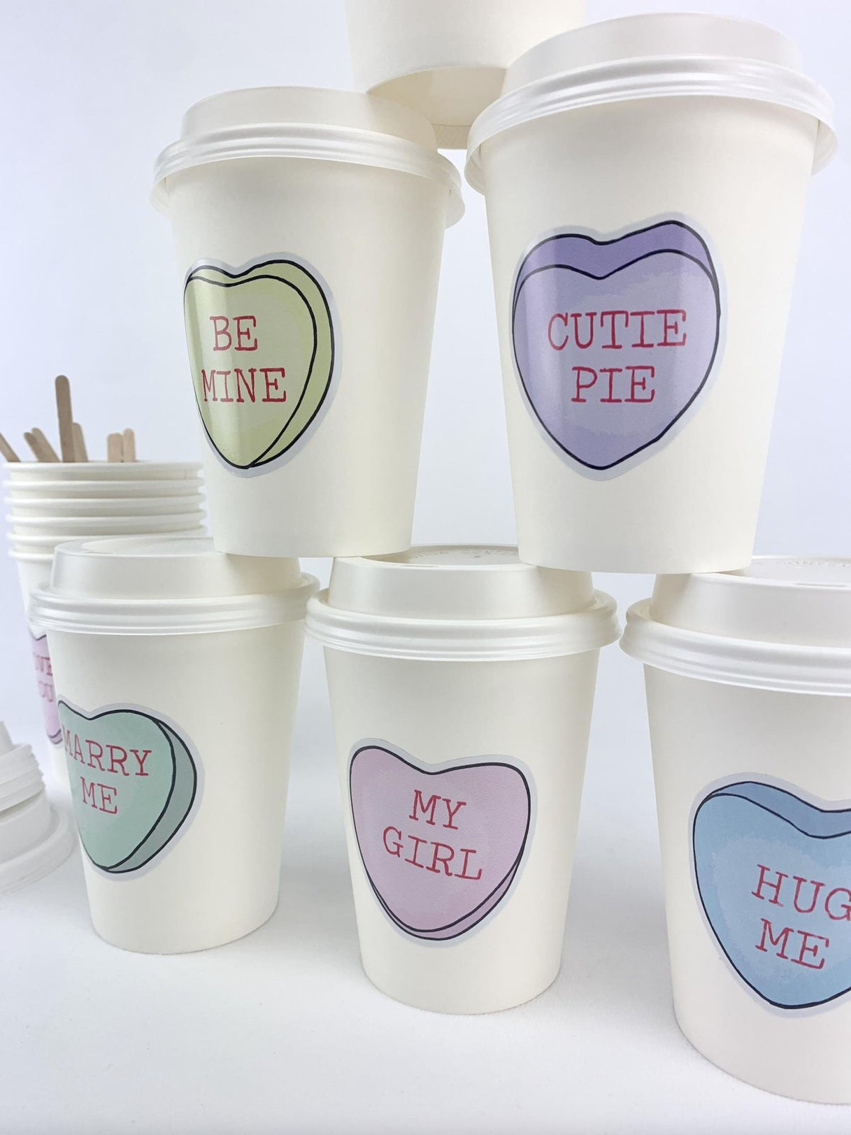 Pastel Conversation Heart Cups - Stesha Party