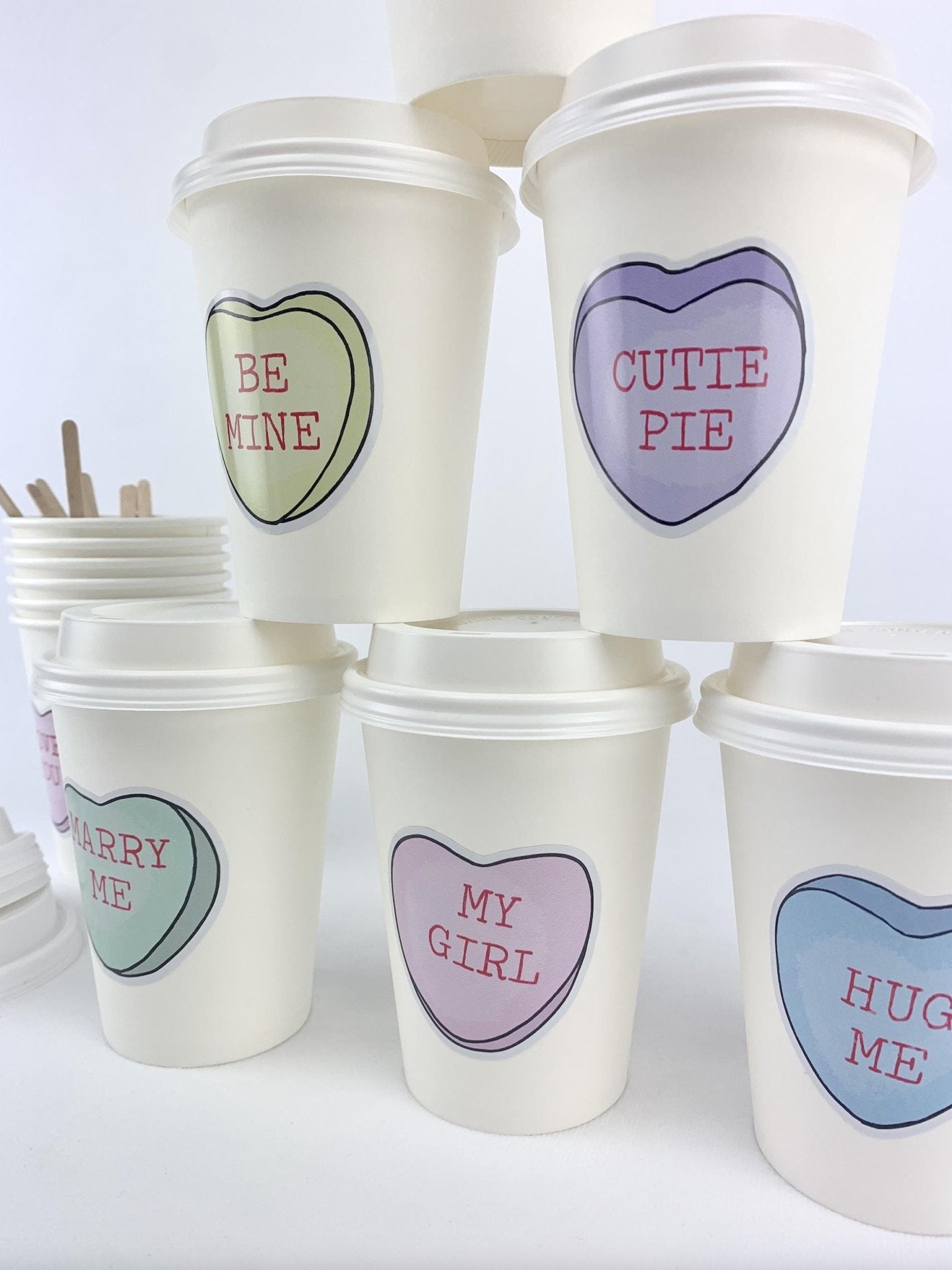 Pastel Conversation Heart Cups - Stesha Party