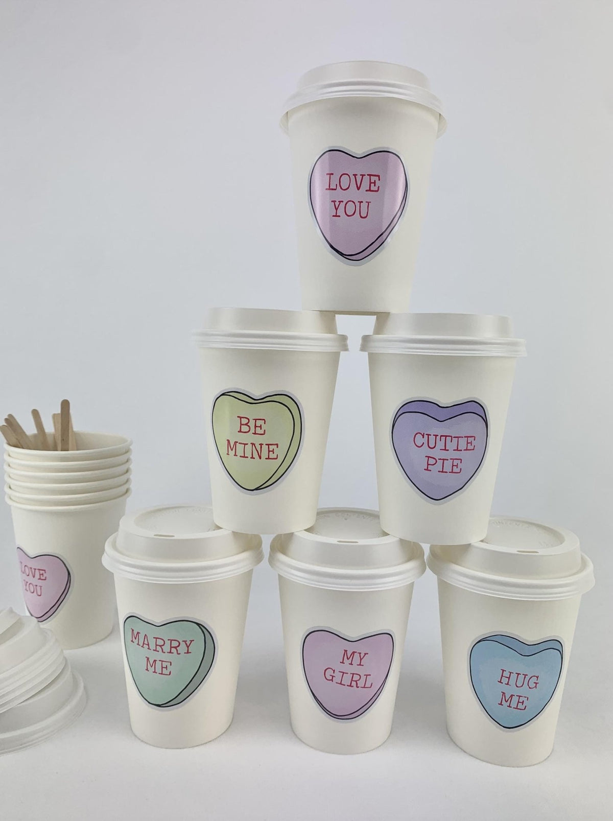 Pastel Conversation Heart Cups - Stesha Party