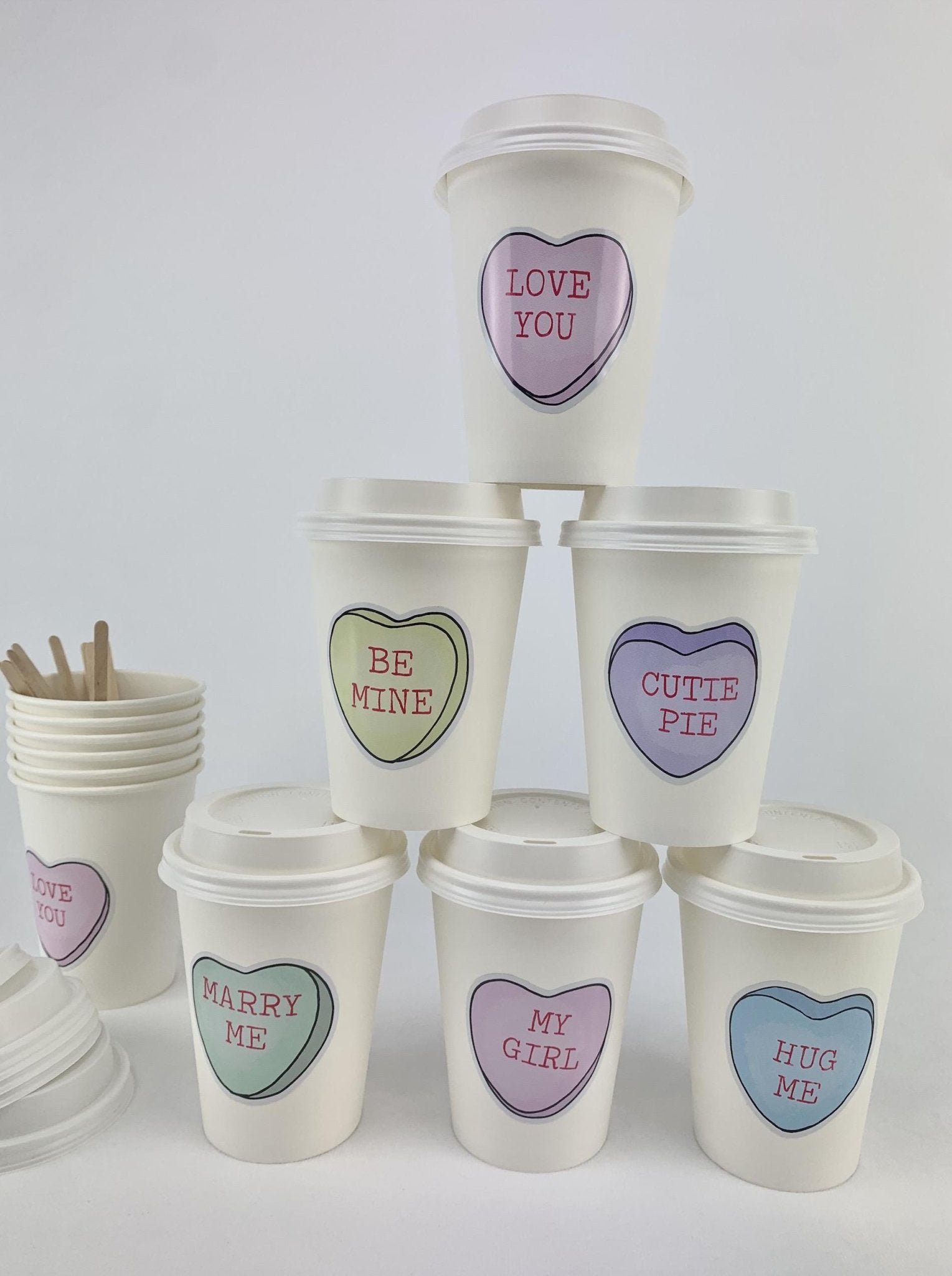 Pastel Conversation Heart Cups - Stesha Party