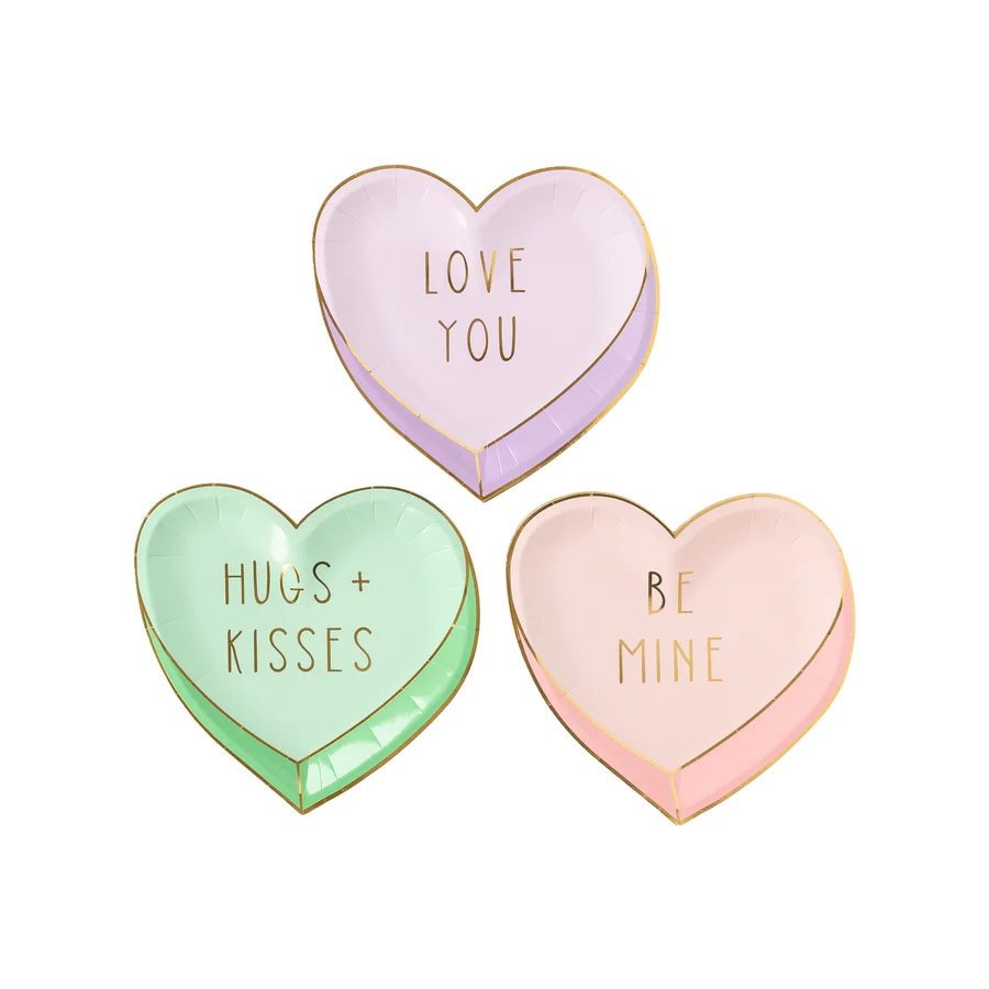 Pastel Conversation Heart Plates - Stesha Party