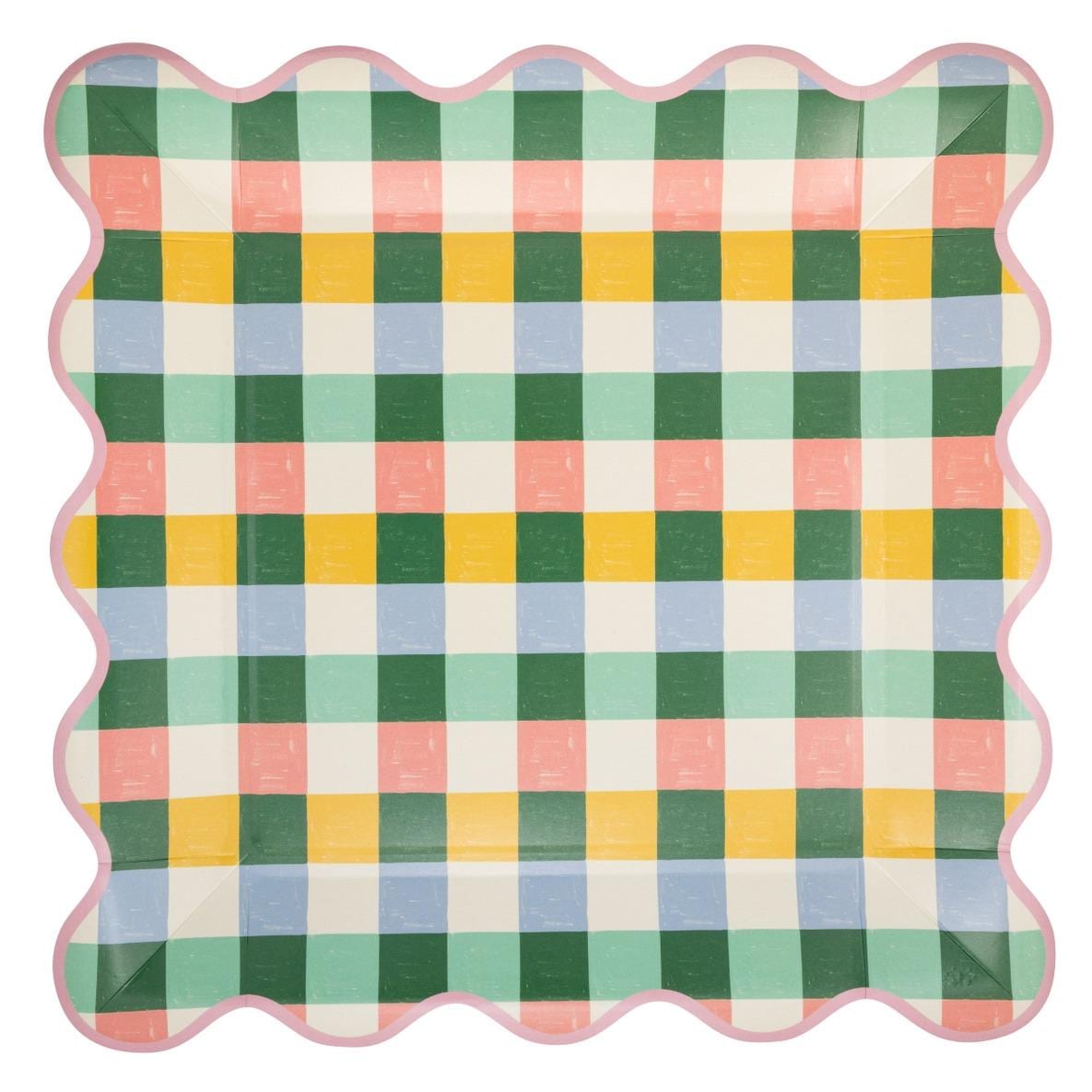 Pastel Gingham Plates 8ct - Stesha Party