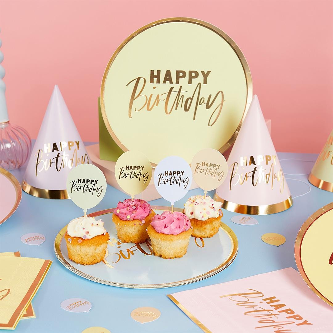 Pastel Happy Birthday Plates - Stesha Party