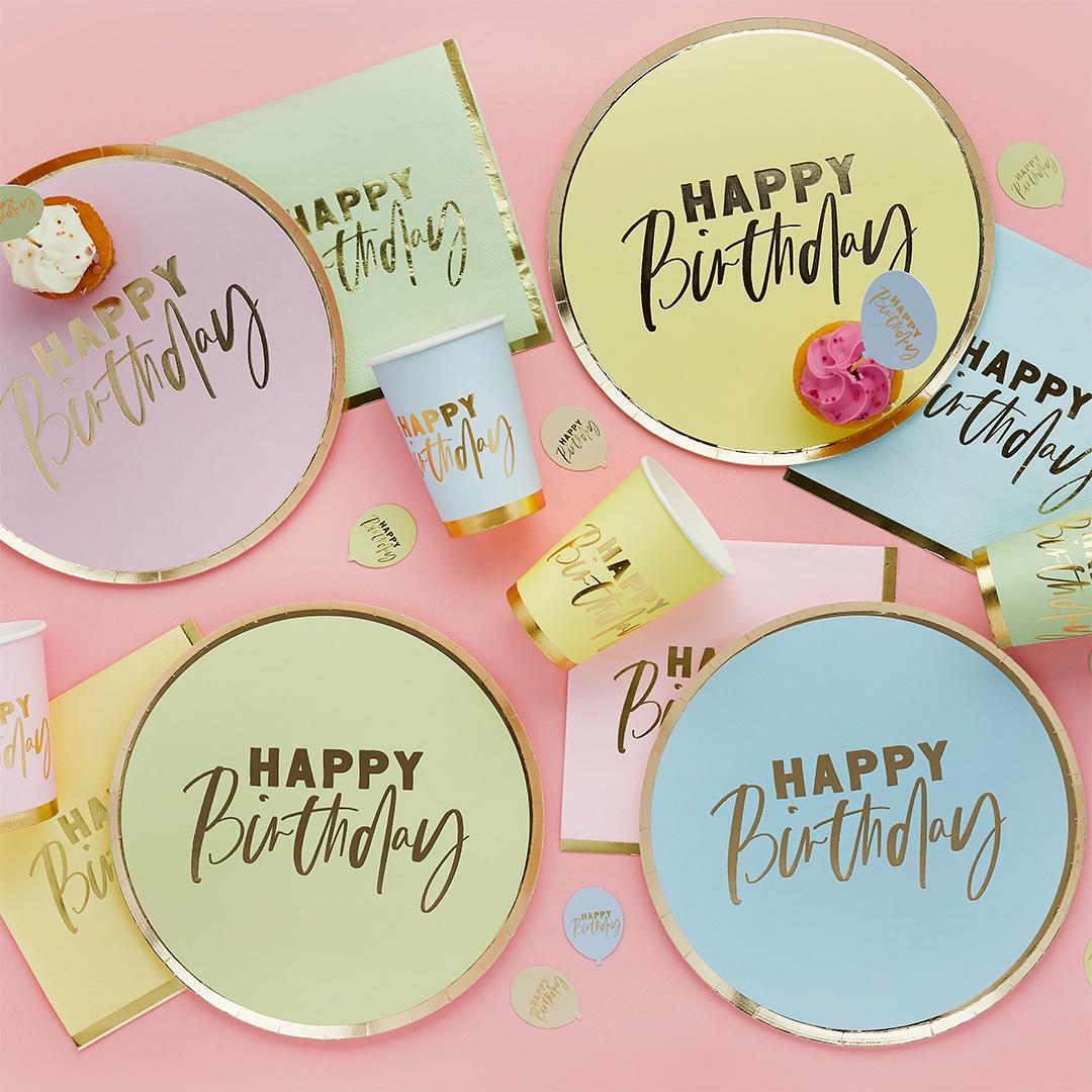 Pastel Happy Birthday Plates - Stesha Party