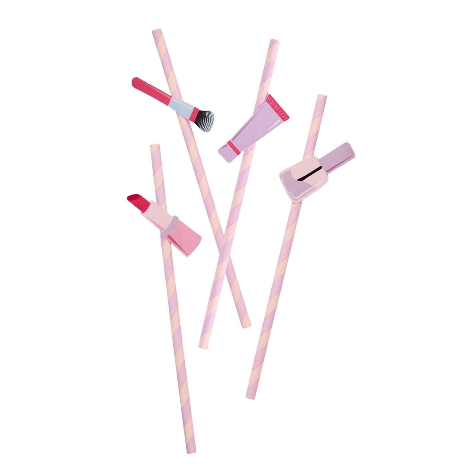 Pastel Makeup Party Paper Straws 16ct - Stesha Party