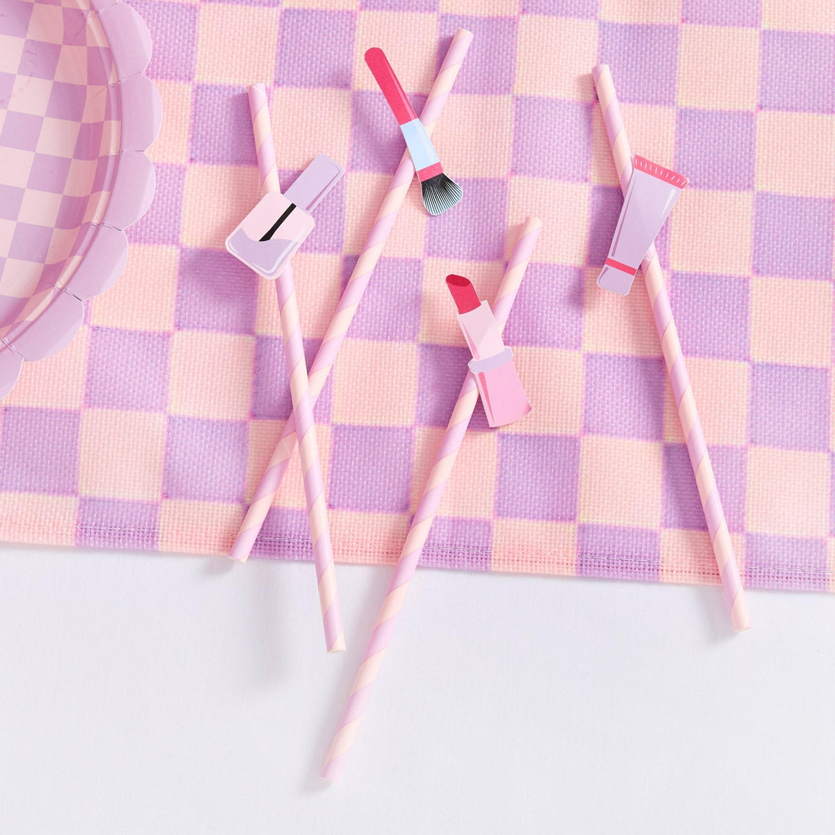 Pastel Makeup Party Paper Straws 16ct - Stesha Party