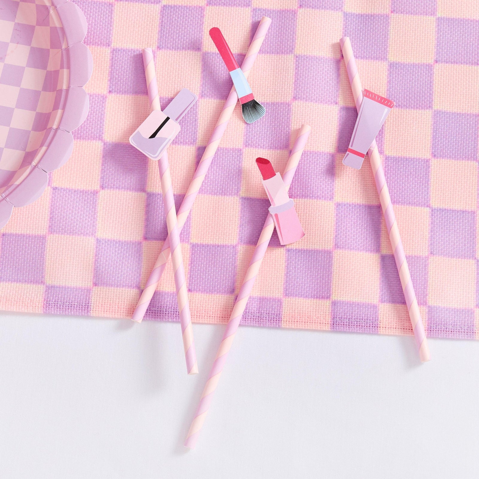 Pastel Makeup Party Paper Straws 16ct - Stesha Party