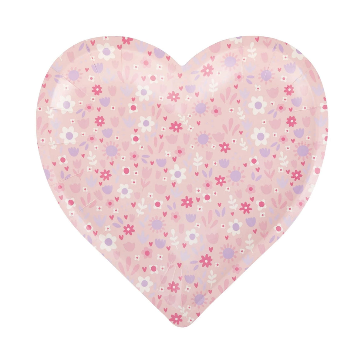 Pastel Pink Floral Heart Plates - Stesha Party