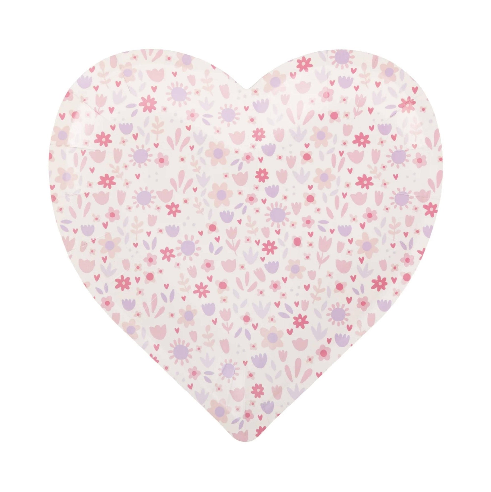Pastel Pink Floral Heart Plates - Stesha Party