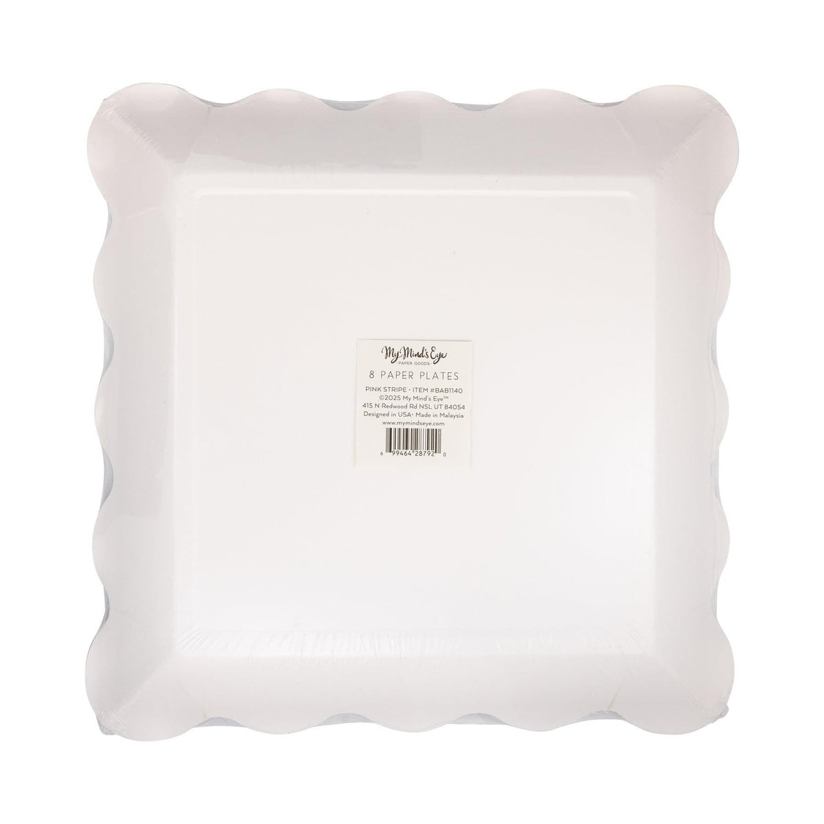 Pastel Pink Striped Plates 8ct - Stesha Party