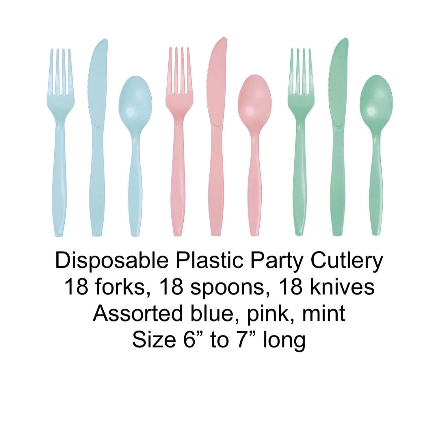 Pastel Plastic Cutlery for 18 Guests - Stesha Party