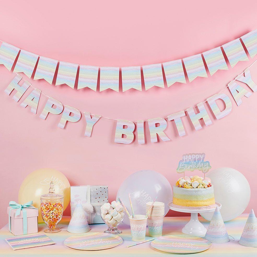 Pastel Rainbow Birthday Plates - Stesha Party