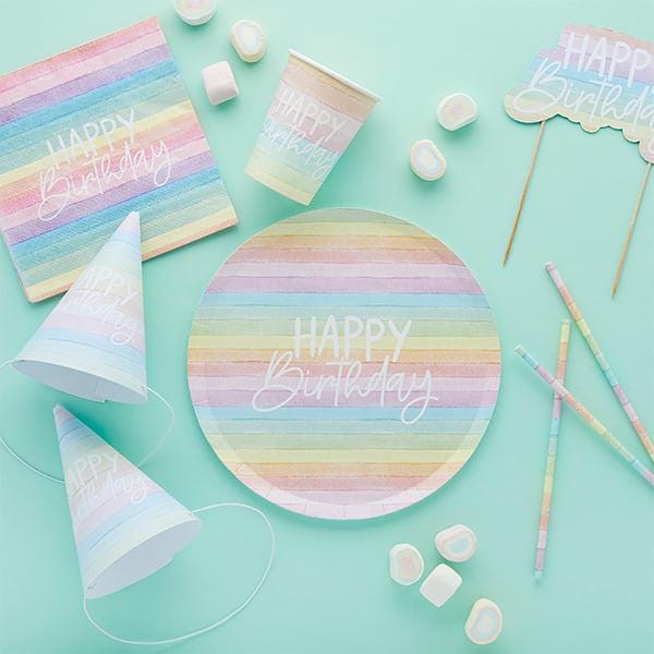 Pastel Rainbow Birthday Plates - Stesha Party