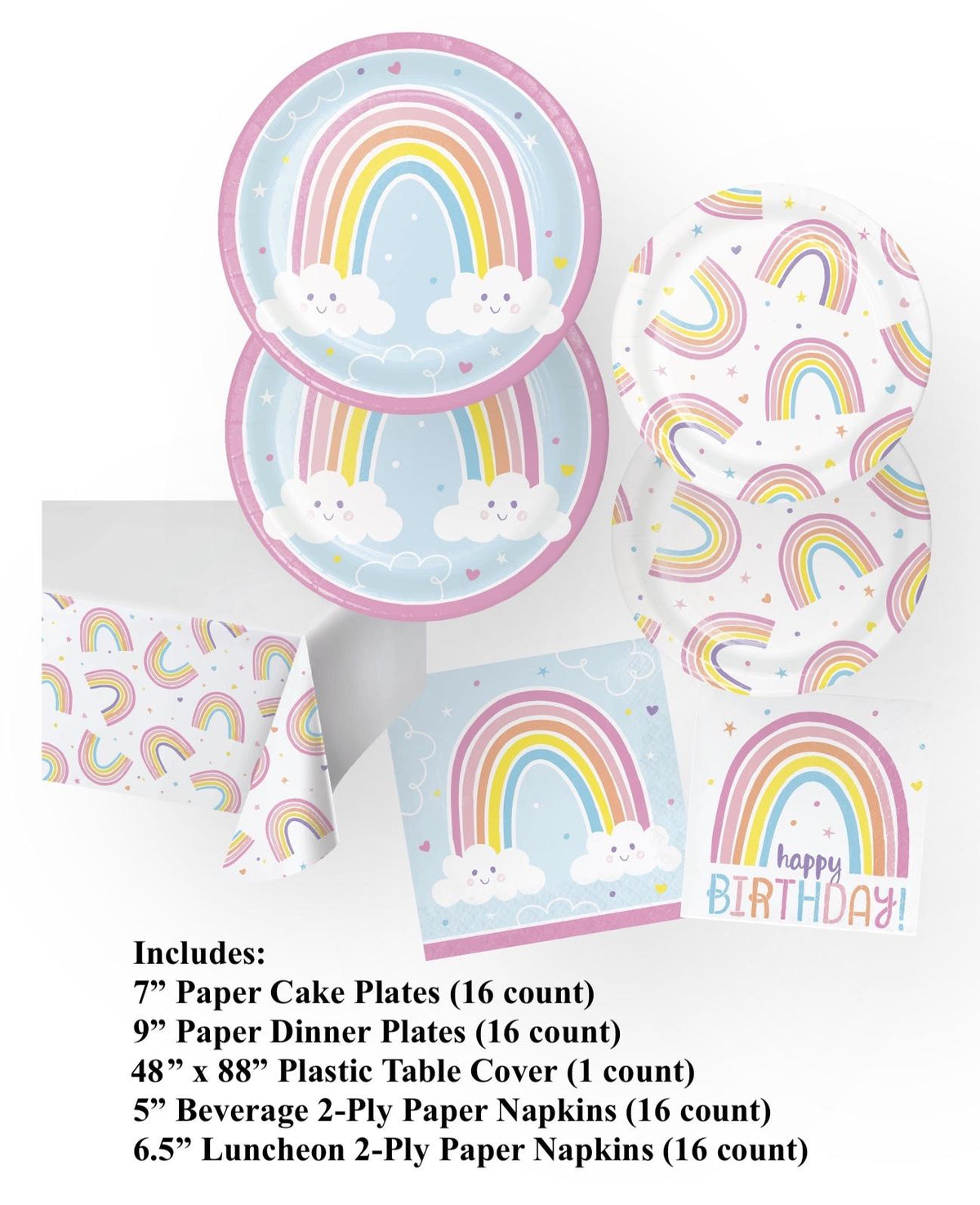 Pastel Rainbow Birthday Tableware - Stesha Party