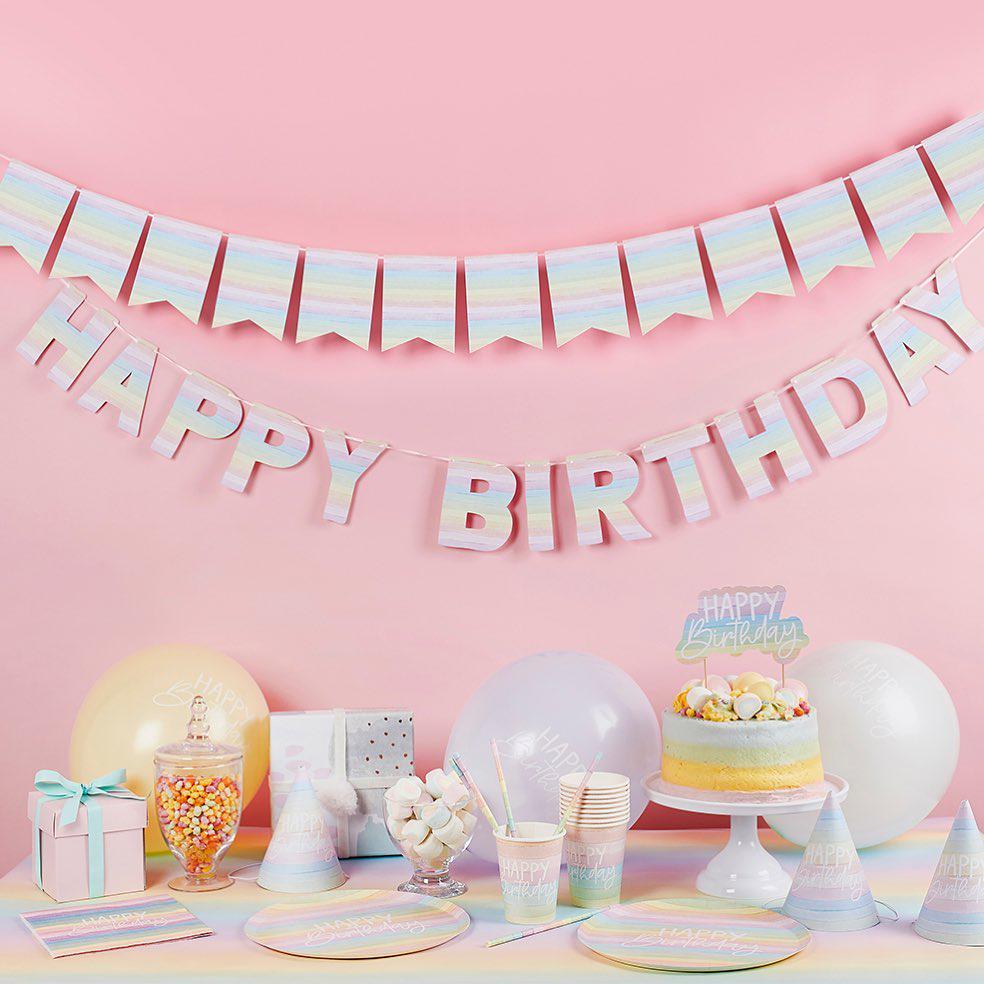 Pastel Rainbow Happy Birthday Napkins - Stesha Party