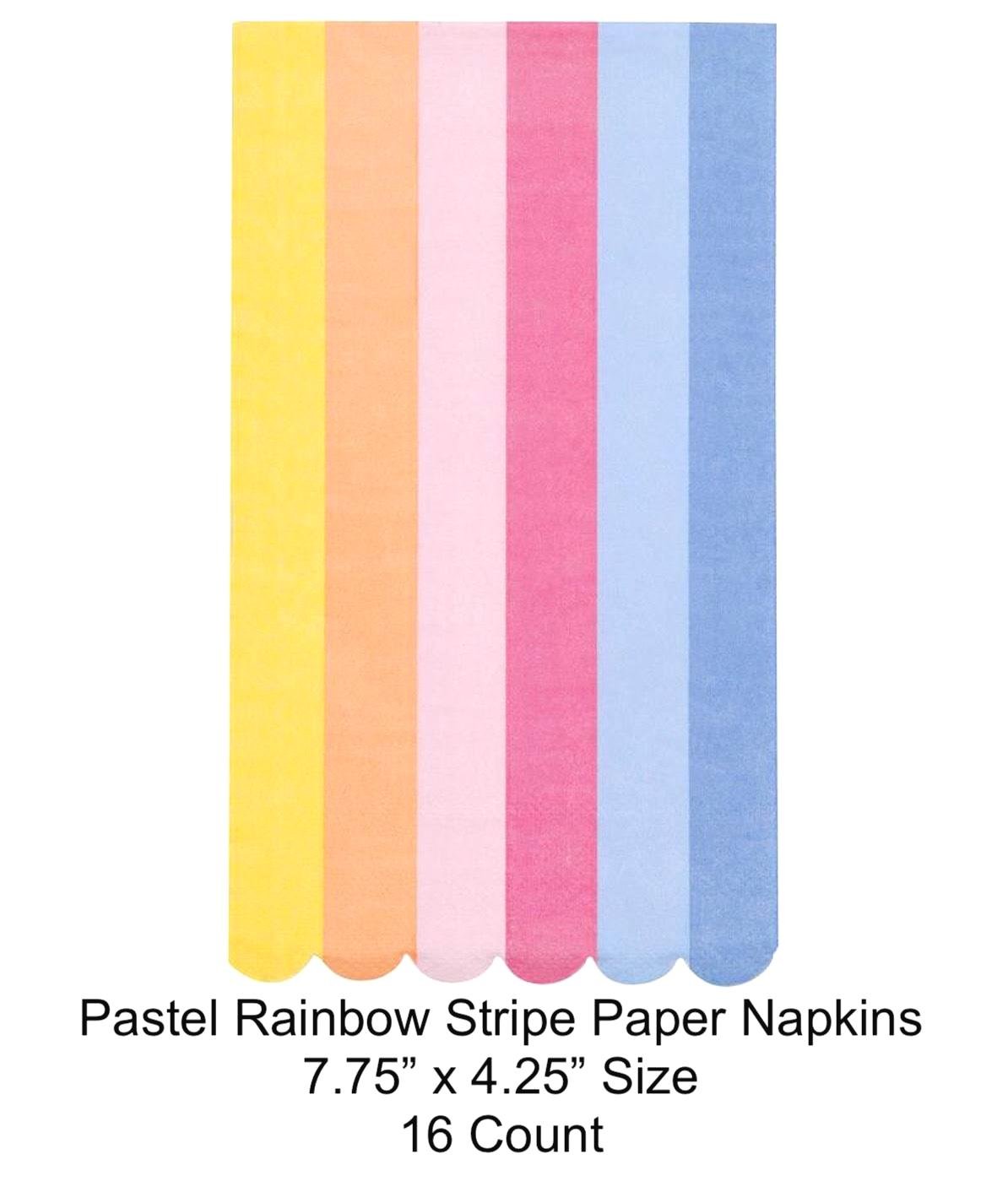 Pastel Rainbow Striped Dinner Napkins 16ct - Stesha Party
