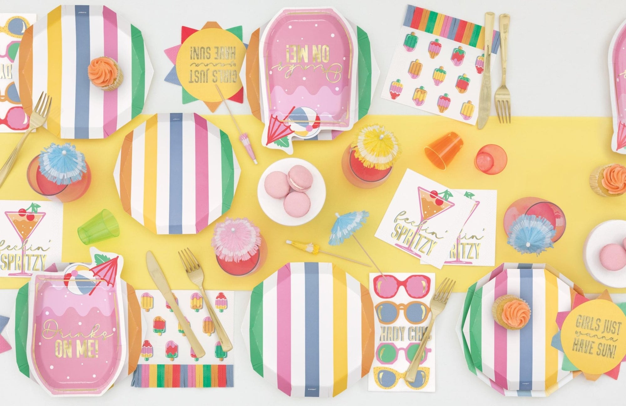 Pastel Rainbow Striped Paper Plates 8ct - Stesha Party