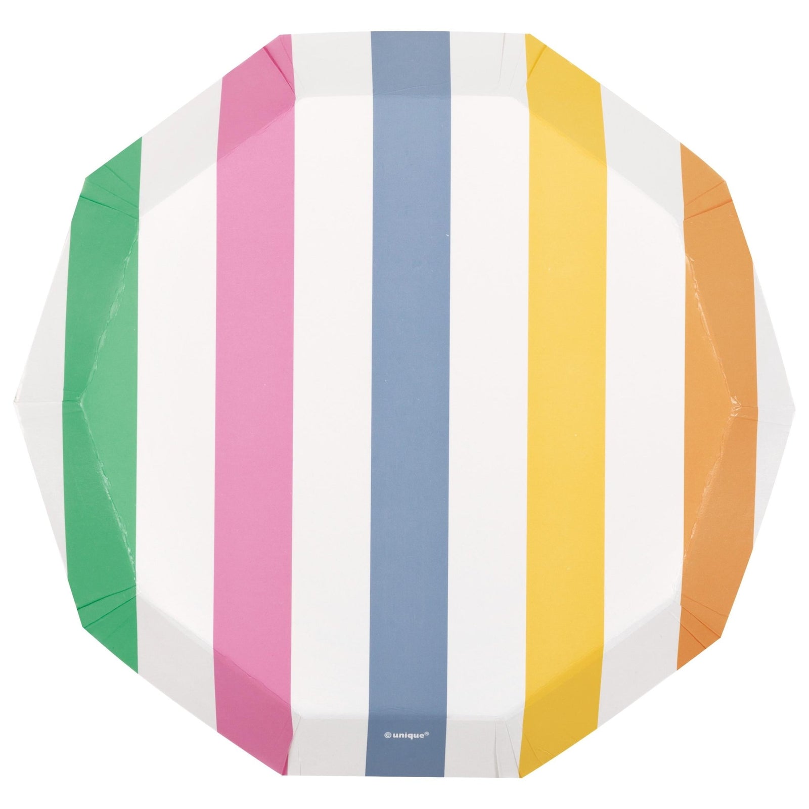Pastel Rainbow Striped Paper Plates 8ct - Stesha Party