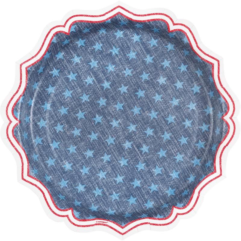 Patriotic Blue Stars Party Plates 8ct - Stesha Party