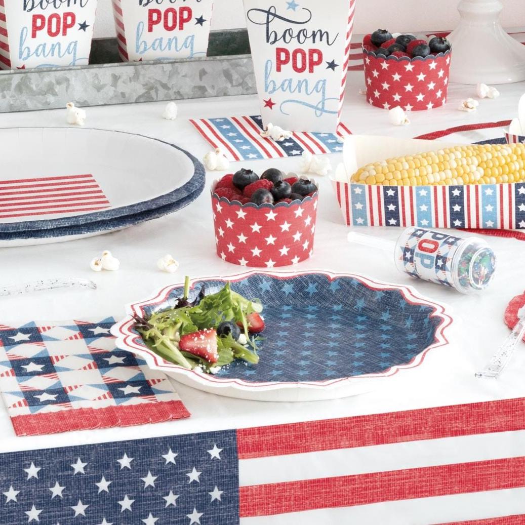 Patriotic Blue Stars Party Plates 8ct - Stesha Party