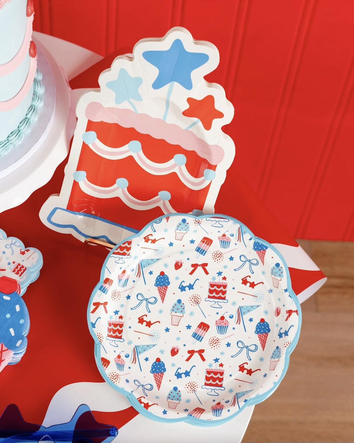 Patriotic Cake Shaped Plates 8ct - Stesha Party