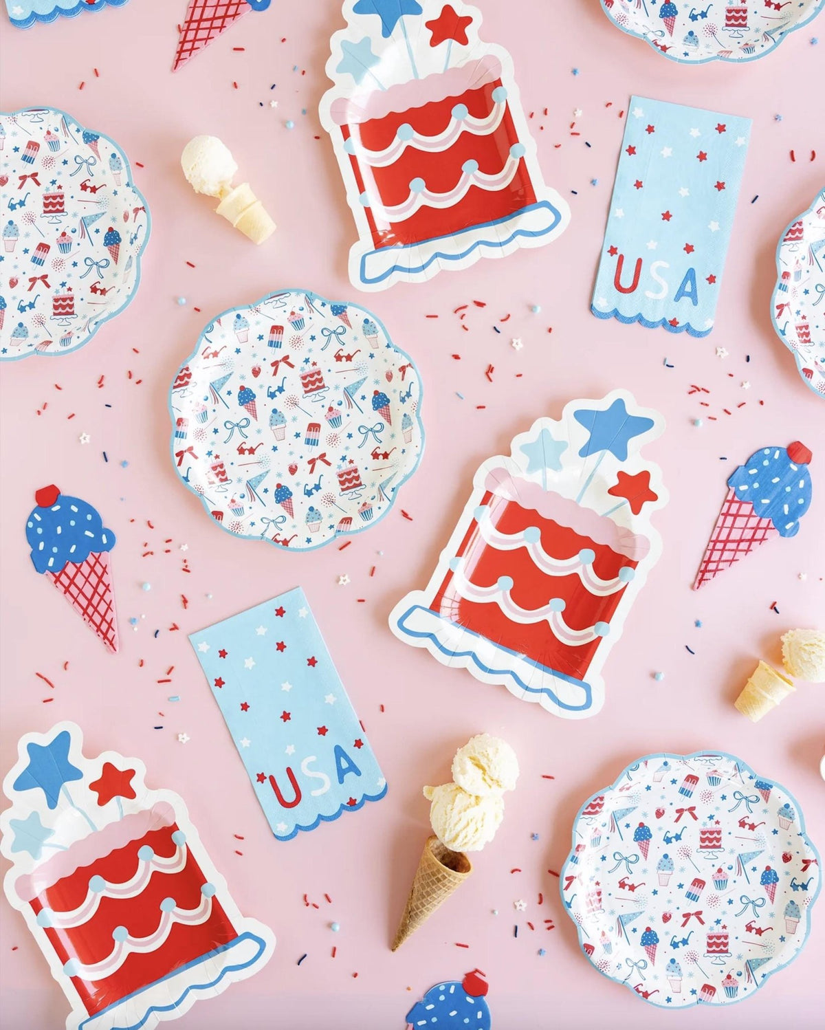 Patriotic Cake Shaped Plates 8ct - Stesha Party