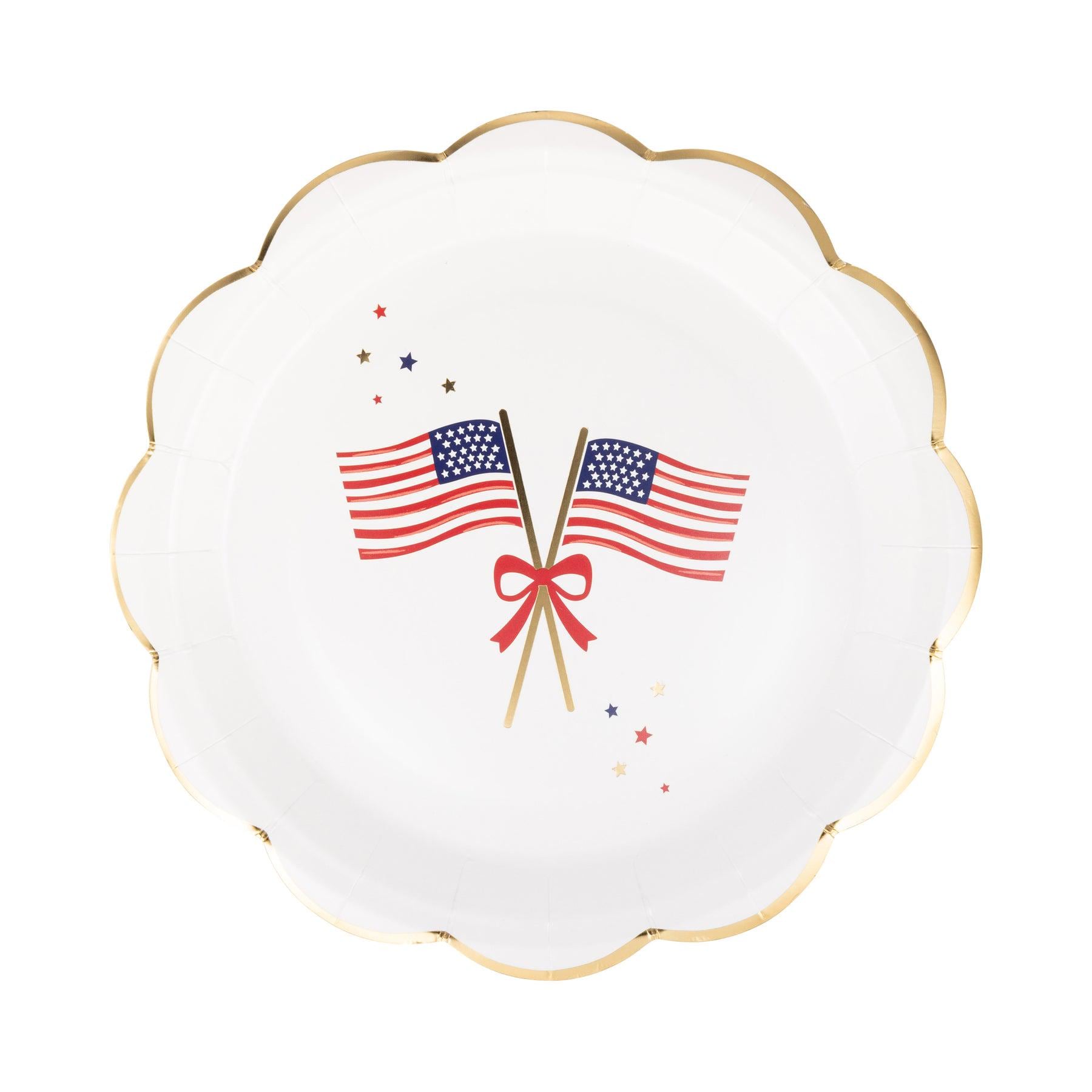 Patriotic Flag Scalloped Plates 8ct - Stesha Party