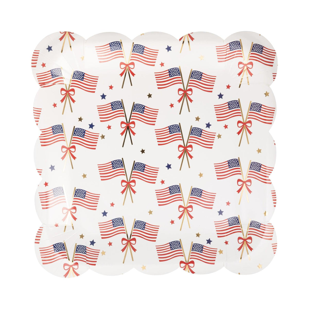 Patriotic Flags &amp; Bows Plates 8ct - Stesha Party