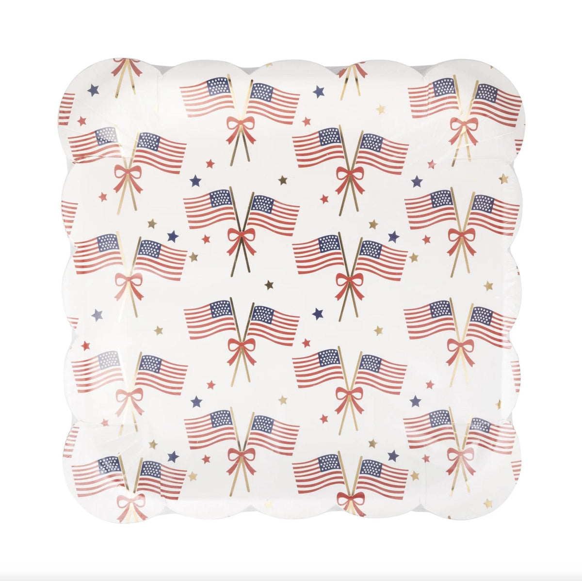 Patriotic Flags & Bows Plates 8ct - Stesha Party