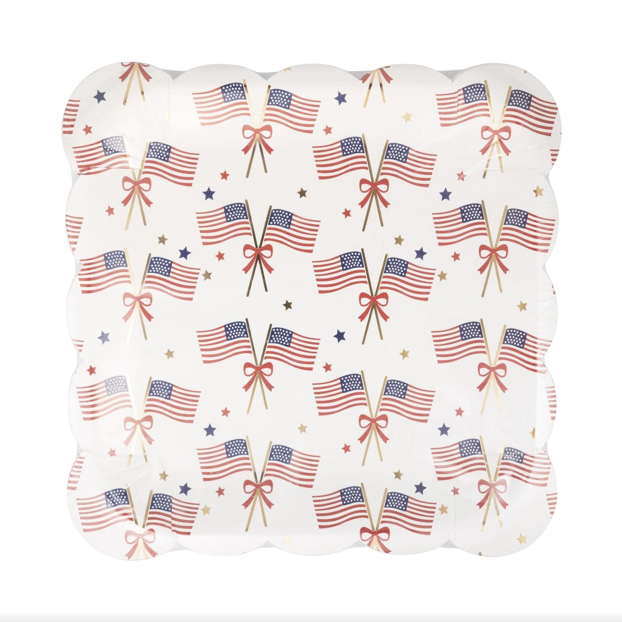 Patriotic Flags & Bows Plates 8ct - Stesha Party