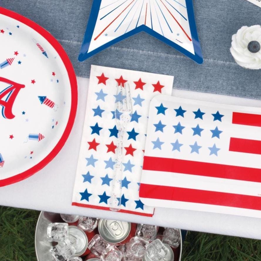 Patriotic Glitter Plastic Forks 18ct - Stesha Party