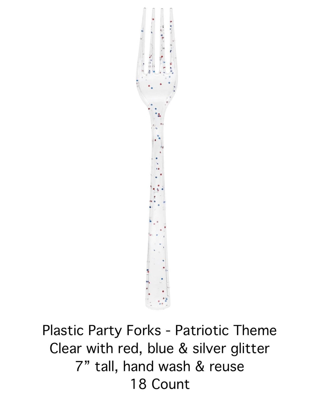 Patriotic Glitter Plastic Forks 18ct - Stesha Party