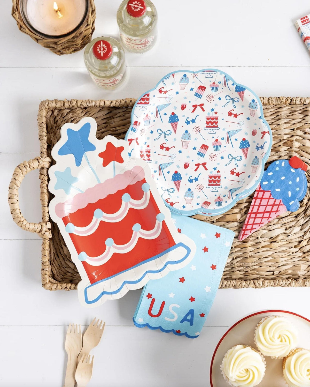 Patriotic Ice Cream Cone Napkins 24ct - Stesha Party