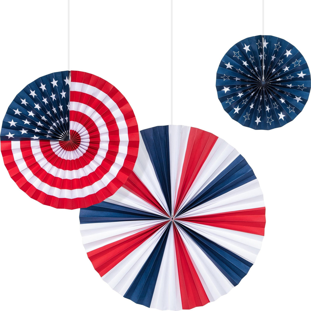 Patriotic Party Paper Fans 3ct - Stesha Party