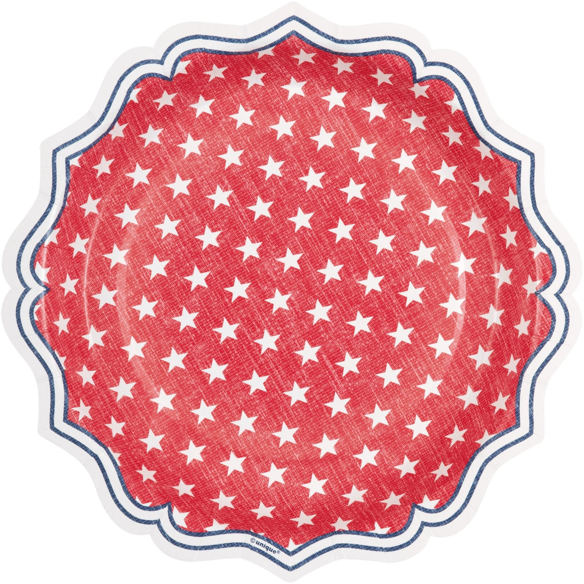 Patriotic Red Stars Paper Plates 8ct - Stesha Party
