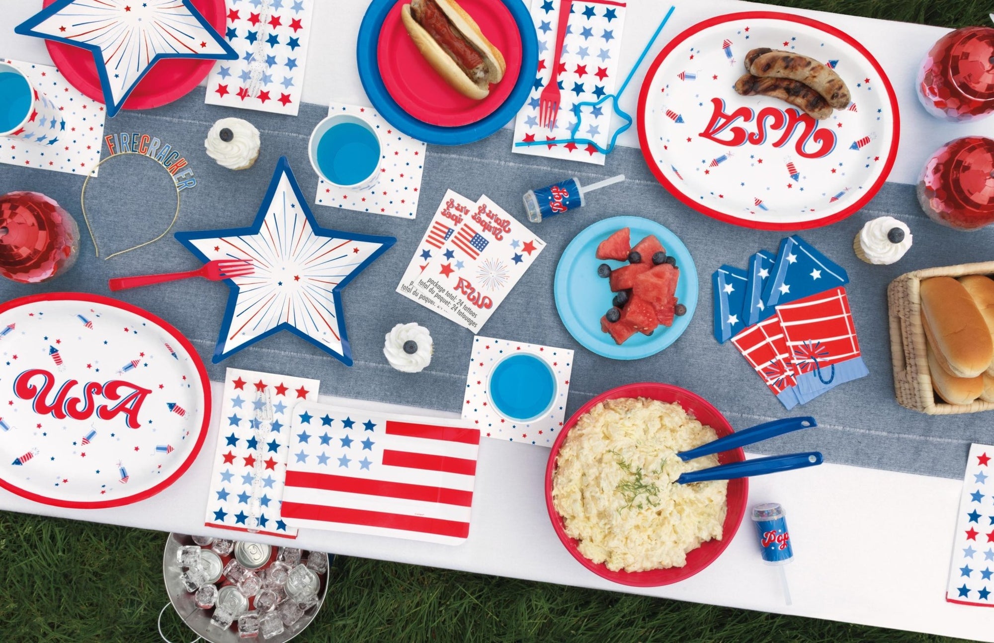 Patriotic Star Beverage Napkins 16ct - Stesha Party