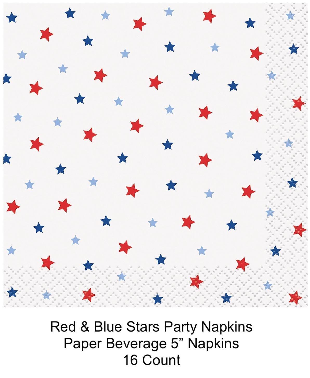 Patriotic Star Beverage Napkins 16ct - Stesha Party