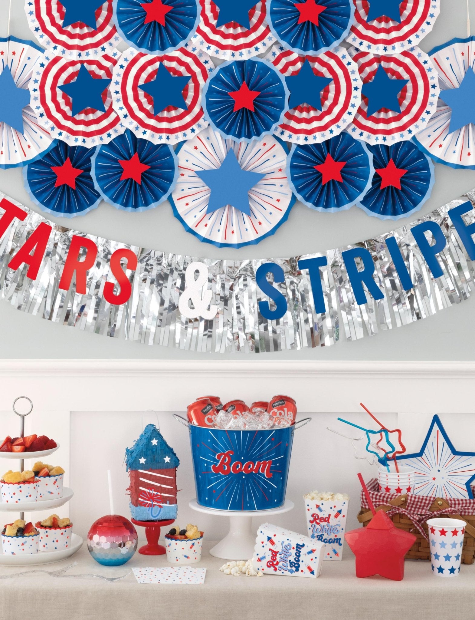 Patriotic Star Beverage Napkins 16ct - Stesha Party