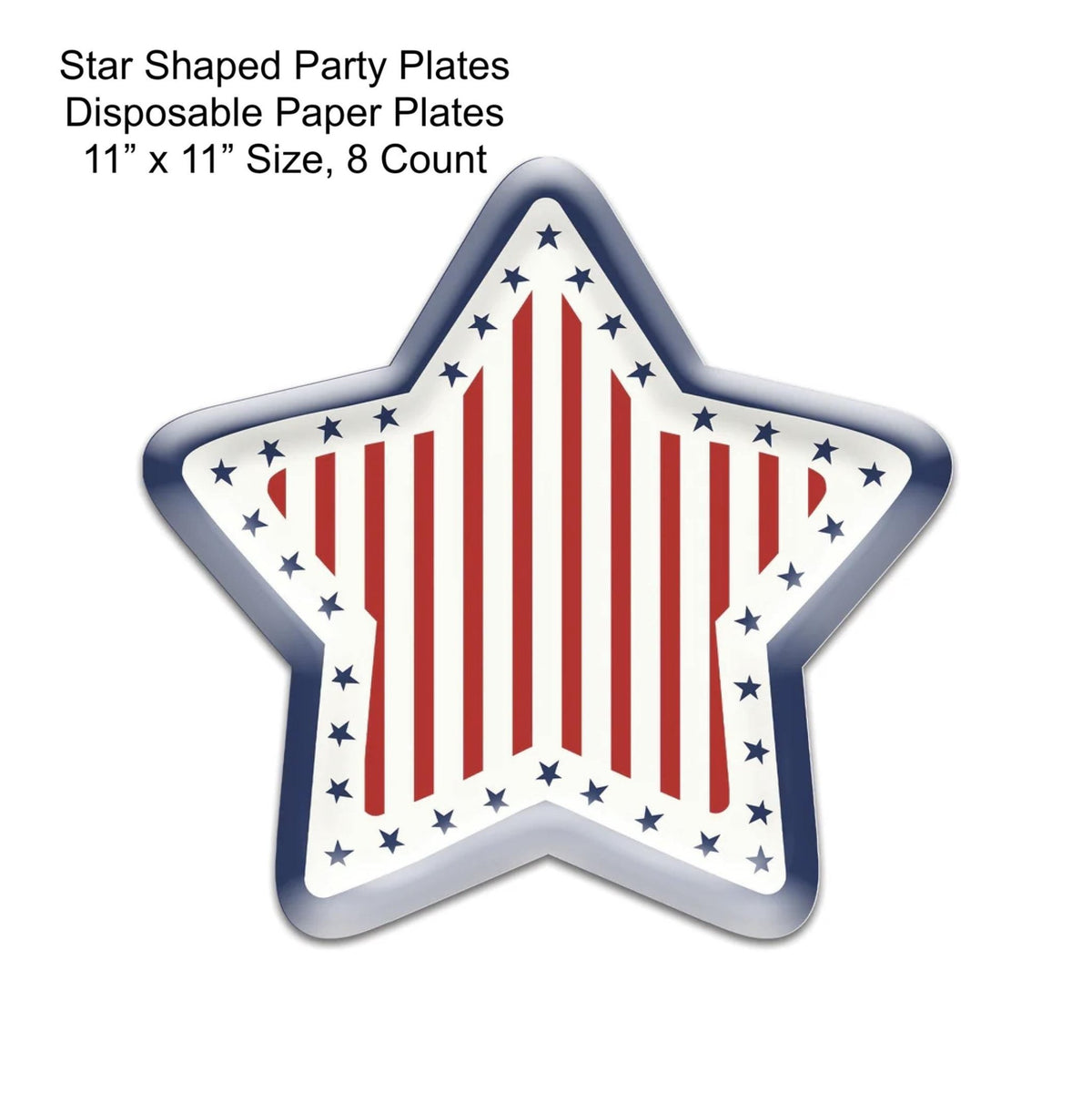 Patriotic Star Dinner Plates 8ct - Stesha Party