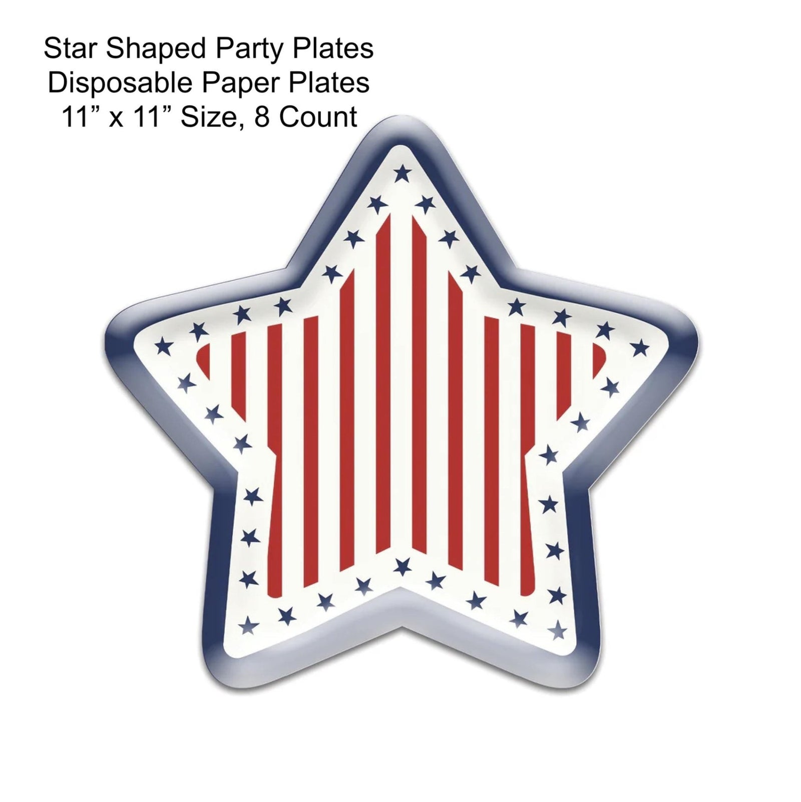 Patriotic Star Dinner Plates 8ct - Stesha Party