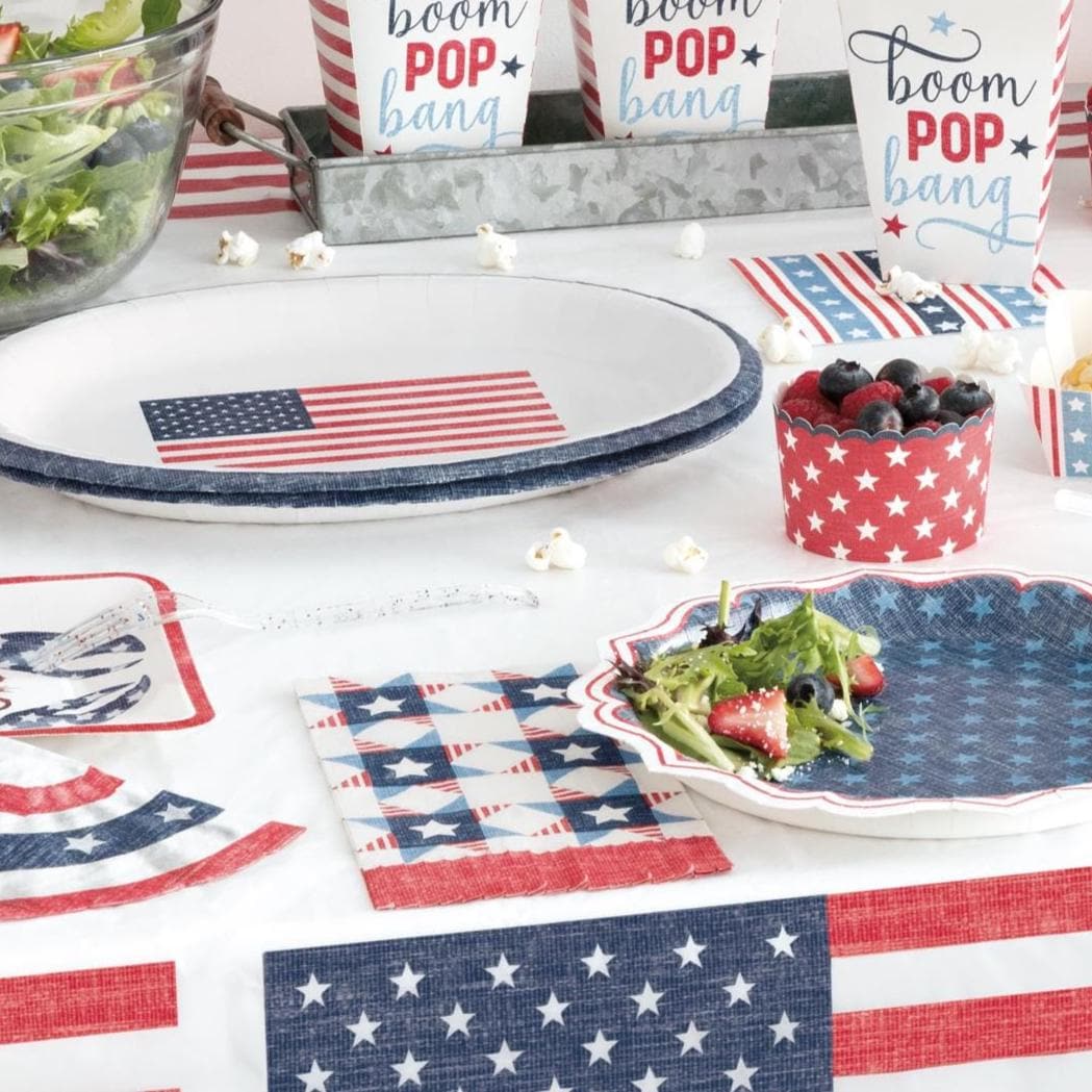 Patriotic Star Fringe Napkins 16ct - Stesha Party