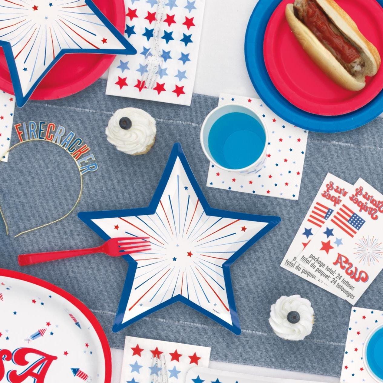 Patriotic Star Shaped Paper Plates 8ct - Stesha Party